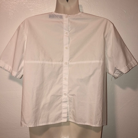 White Tie- Front button Down Back Top - Picture 4 of 7